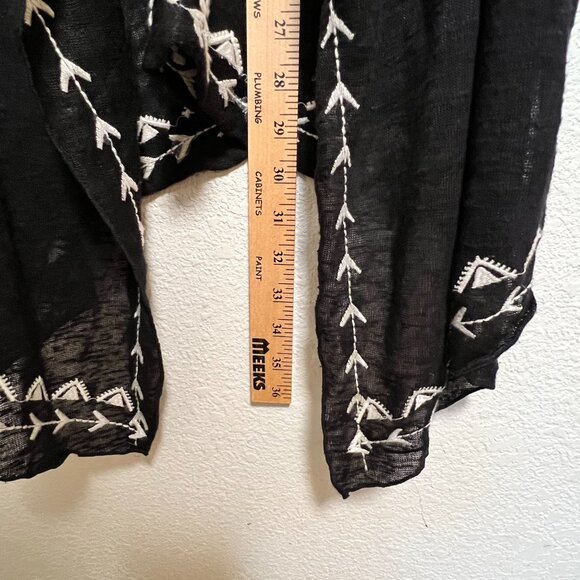 Boho‎ Chic Southwestern Artisan Jacket Asymmetrical Open Front Cardigan Size M - Picture 8 of 10